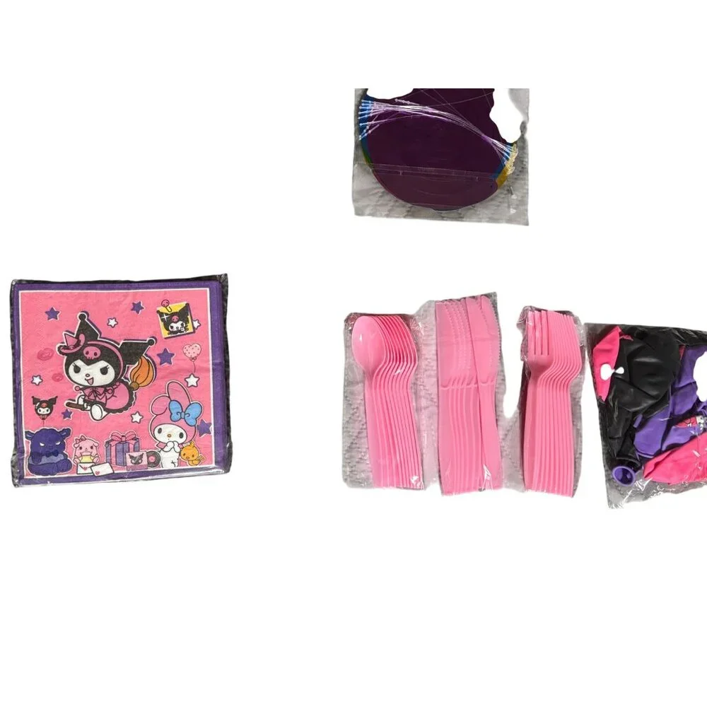 Kuromi Birthday Party Decorations Tableware Set Plates Balloons